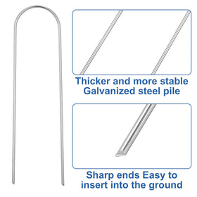 Telooco rust-resistant outdoor stakes secure drip tubing across lawns and beds.