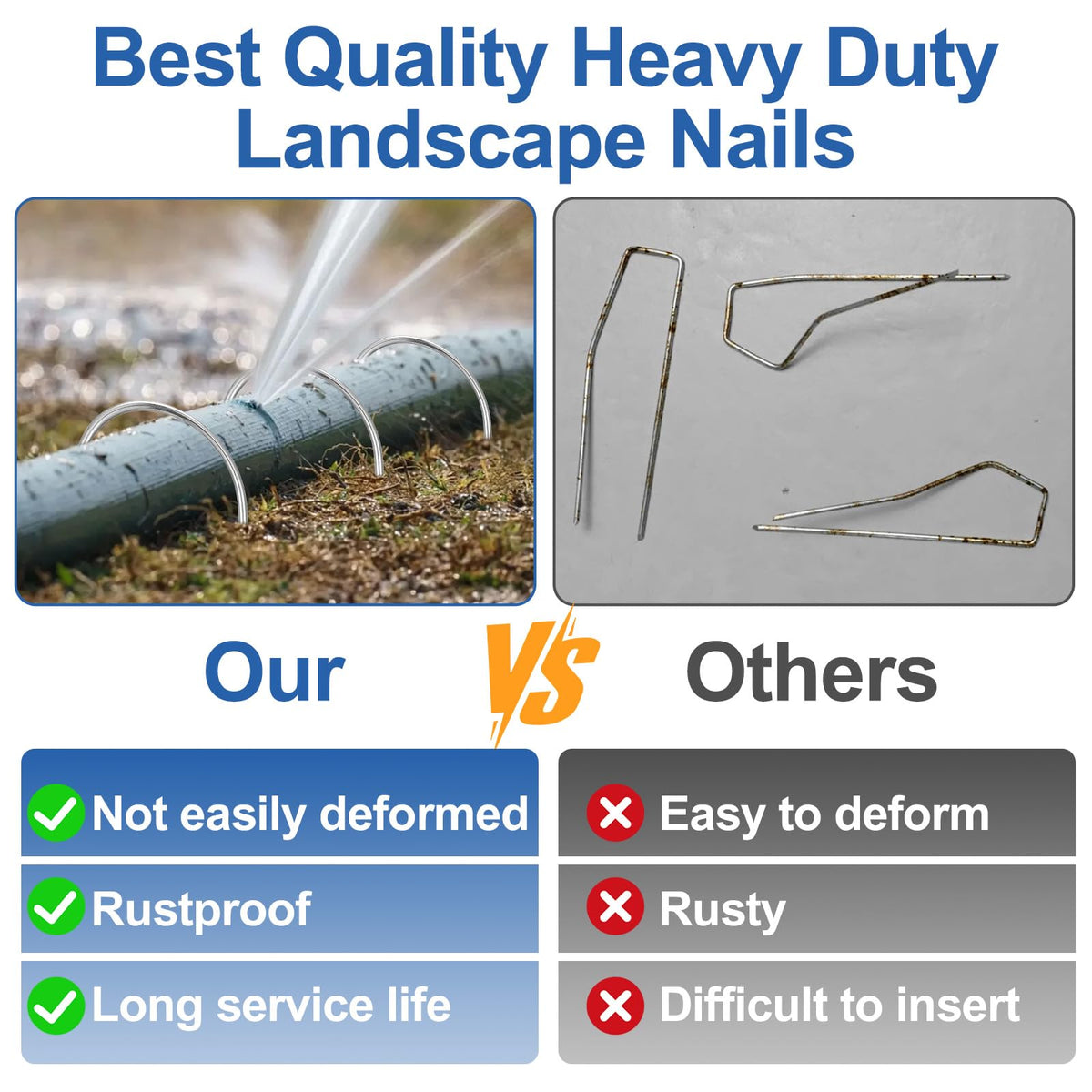 Telooco sharp-tipped stakes ensure easy insertion into soil and tough materials.