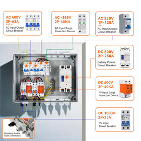 Temank 25A PV input breaker simplifies photovoltaic array wiring.