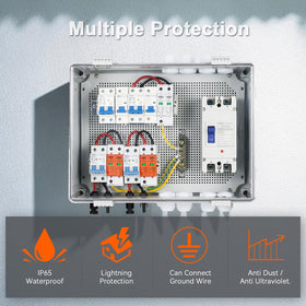Temank surge protection devices guarding DC and AC lines.