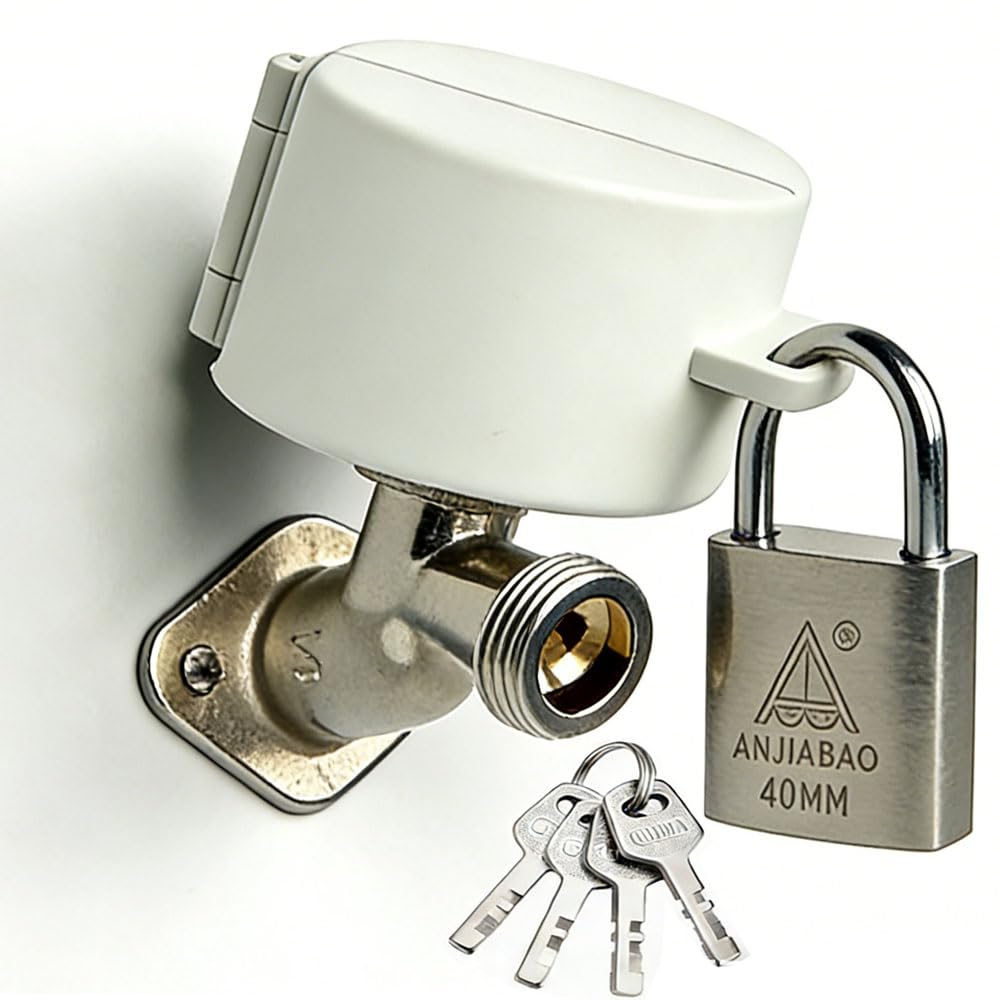TEMEILI outdoor faucet lock cover secures a garden spigot, reducing unauthorized water use