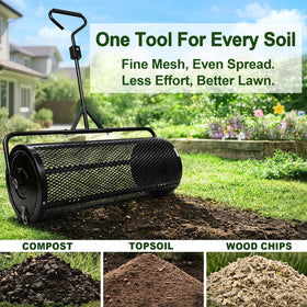 TEMFAR in use outdoors evenly spreading material across a lawn