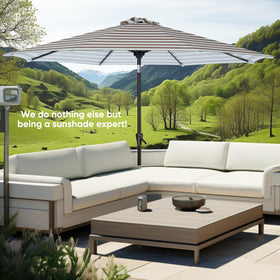Tempera 9ft umbrella offers large coverage for patio tables