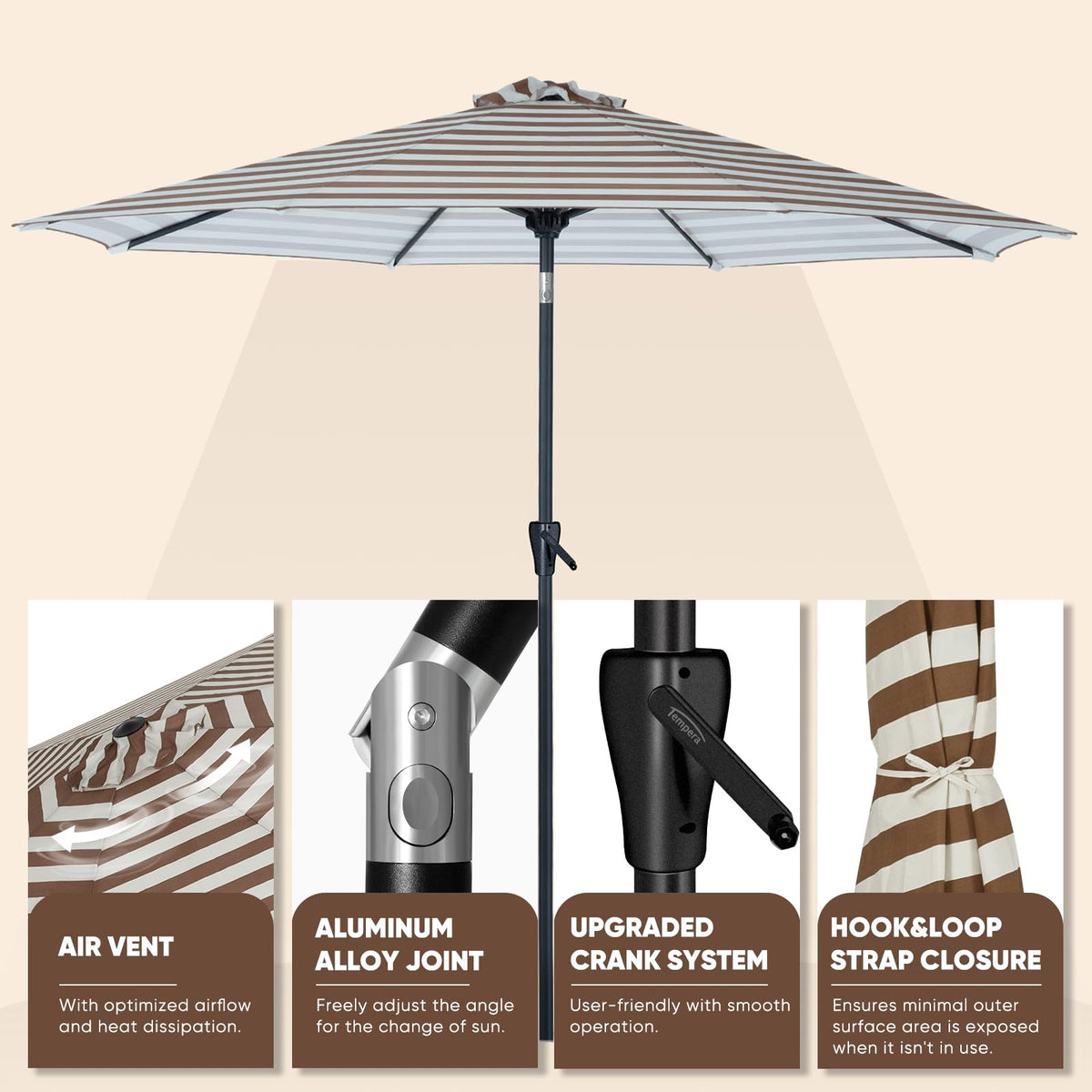 Tempera wind-resistant aluminum pole delivers durable outdoor shade