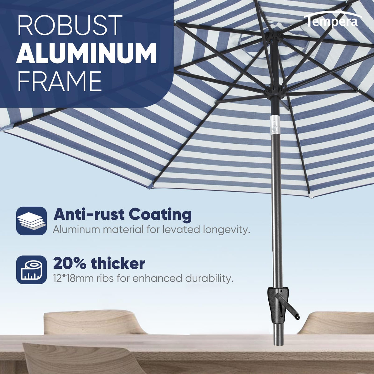Tempera fade-resistant polyester canopy with UV protection maintains color over time