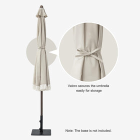 Tempera fringe-accented canopy edge adds a stylish focal point to outdoor spaces.