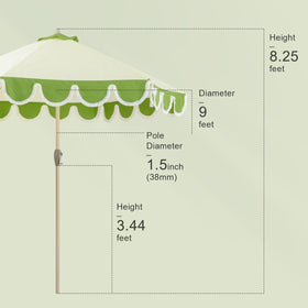 Tempera patio umbrella table setup demonstrating spacious shade area.