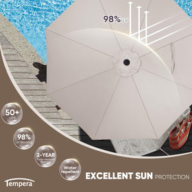 Tempera umbrella crank open close mechanism for easy setup and shade