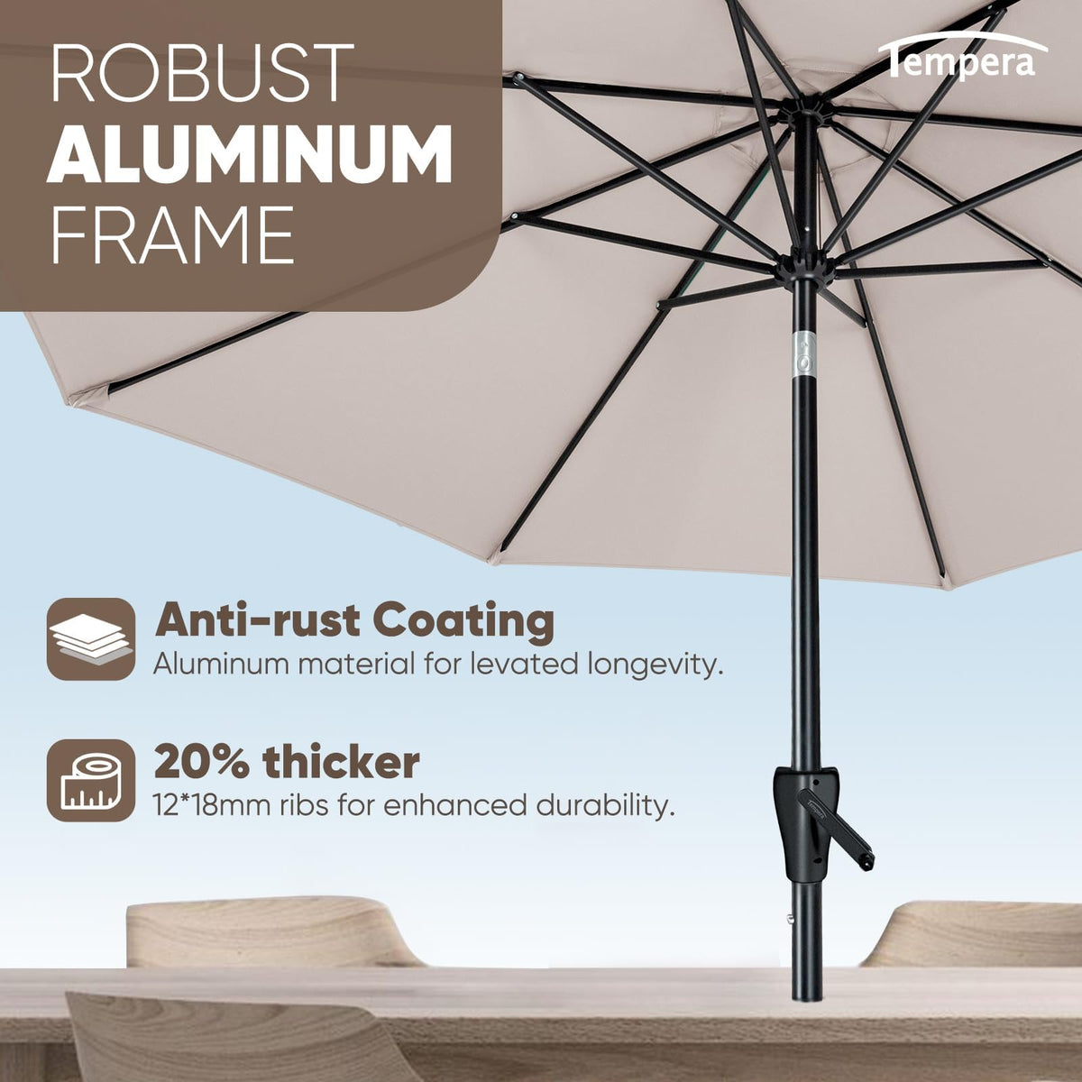 Tempera wind vent design promoting airflow and stability