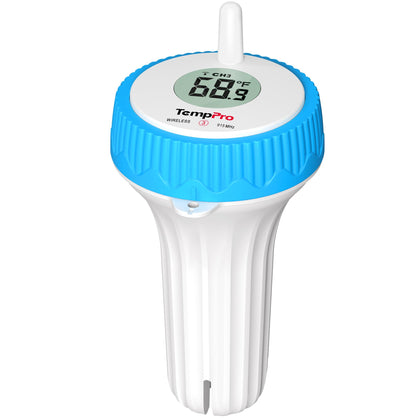 TempPro floating sensor overview shows durable waterproof design for accurate water temperature.
