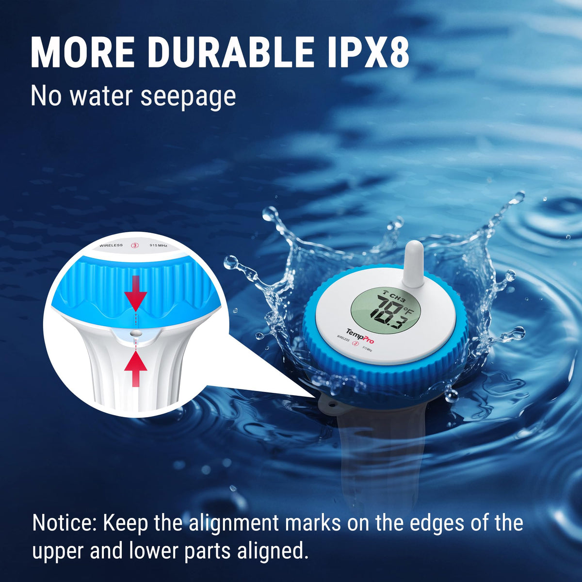 TempPro digital thermometer in hot tub illustrates convenient spa temperature checks.