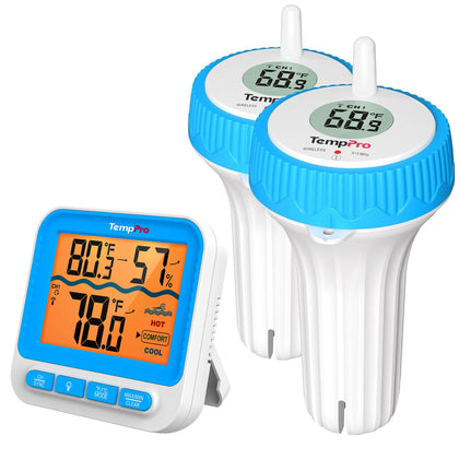 TempPro floating pool thermometer with clear display for quick readings.