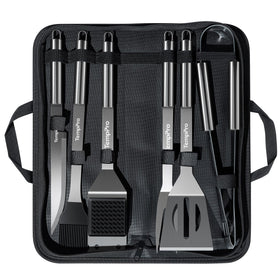 TempPro spatula over burgers for precise flipping and even browning.