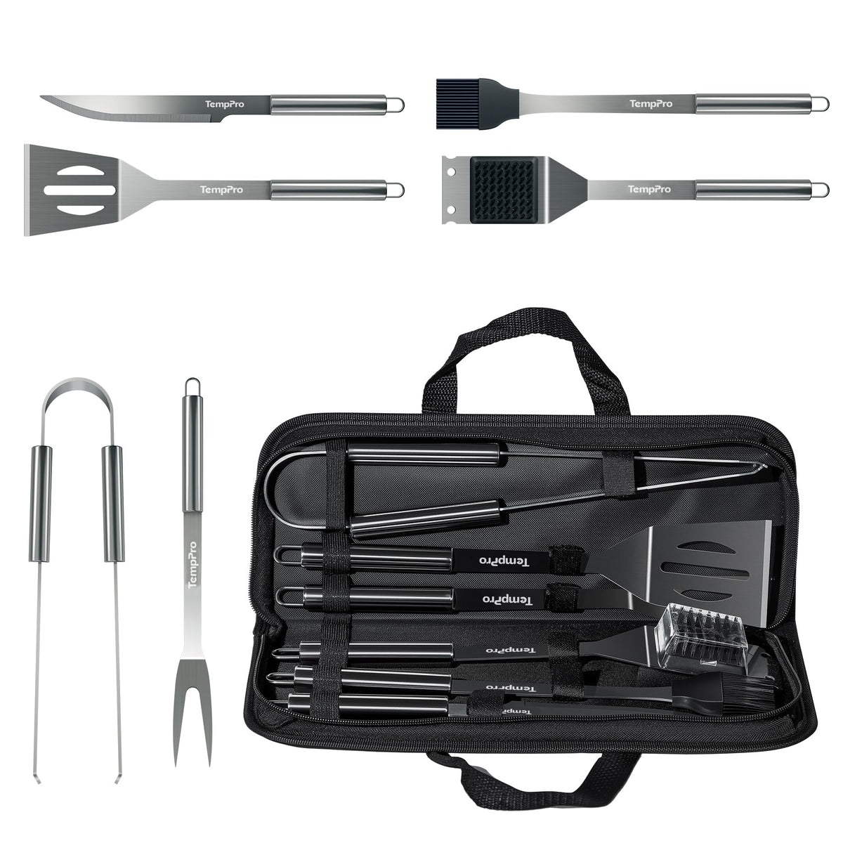 TempPro storage case keeps tools organized for quick BBQ setup.