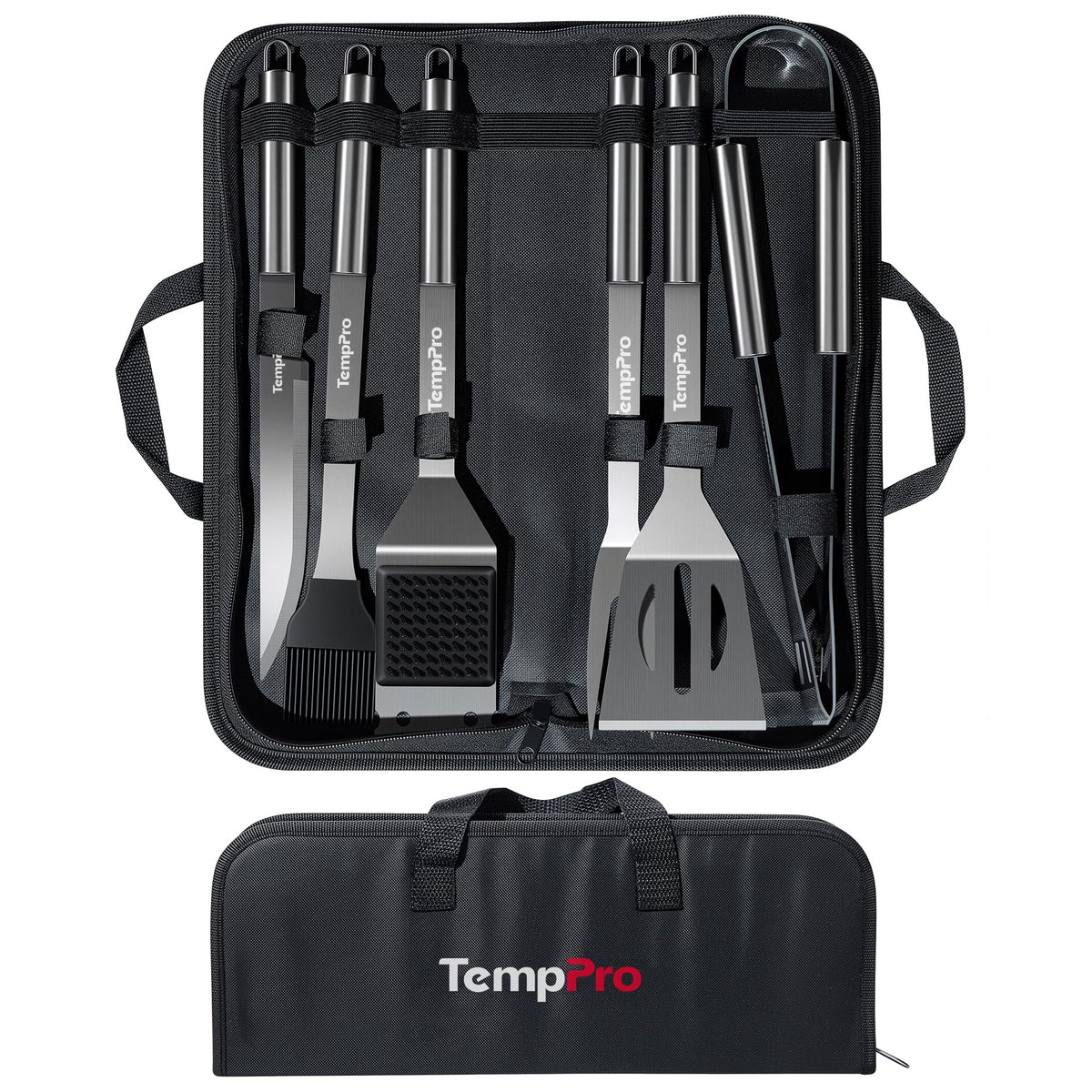 TempPro tongs offering a firm grip for steaks and veggies.