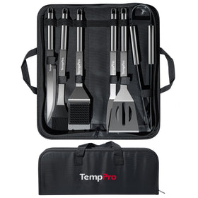TempPro tongs offering a firm grip for steaks and veggies.