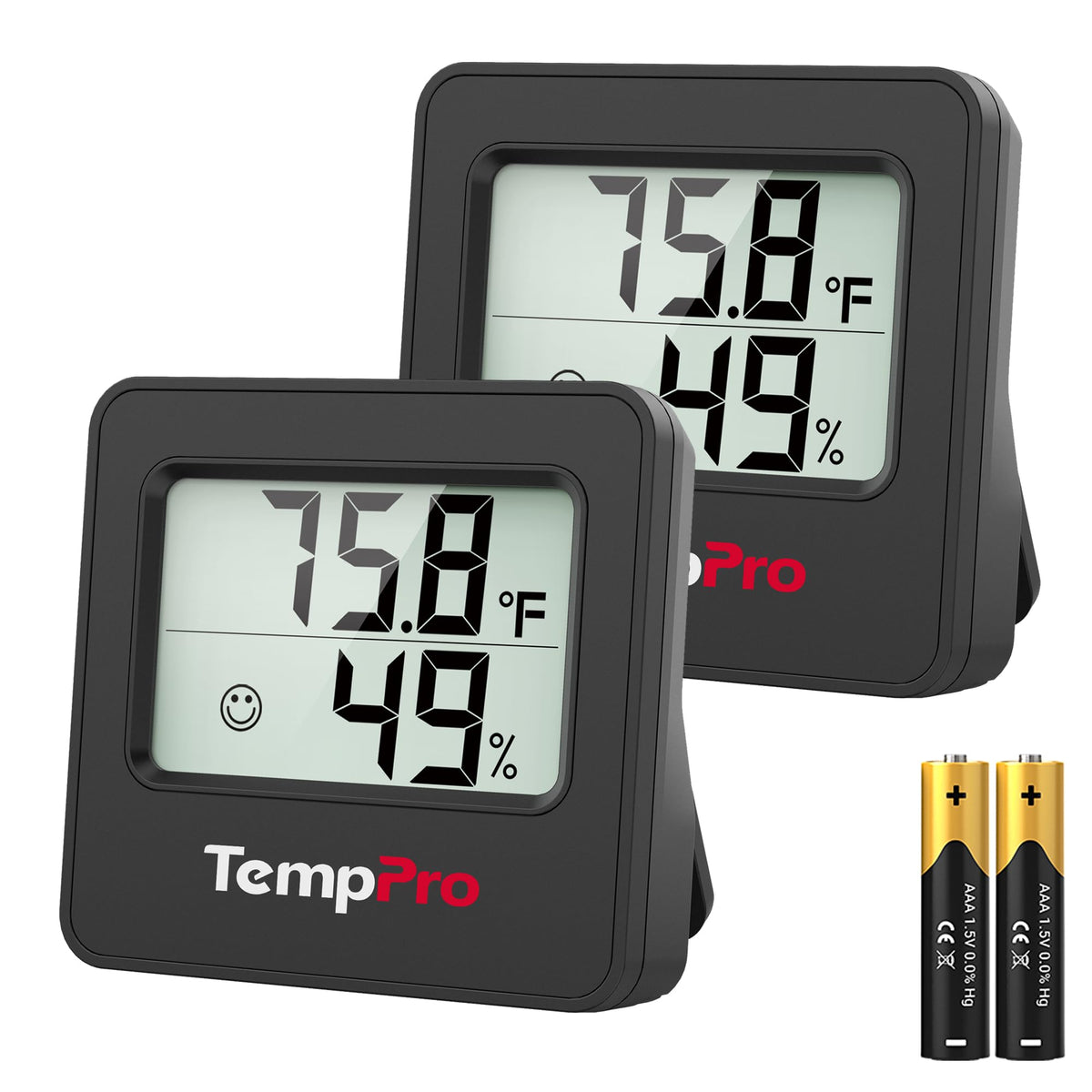 TempPro TP157 hygrometer display for quick temperature and humidity readings.