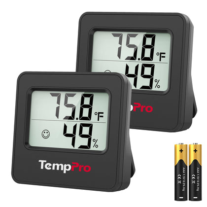 TempPro TP157 hygrometer display for quick temperature and humidity readings.