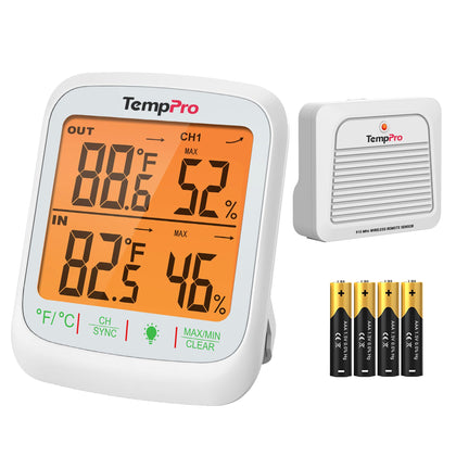 TempPro TP260B outdoor sensor provides accurate temperature and humidity for patios.