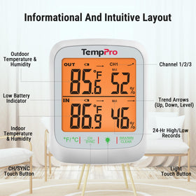 TempPro TP260B wall mount option saves space in rooms.