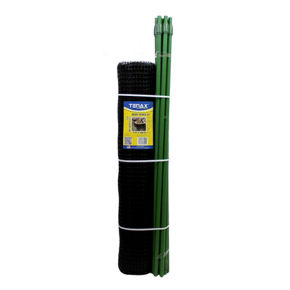 TENAX deer fence kit spans 7 feet by 100 feet for garden protection.