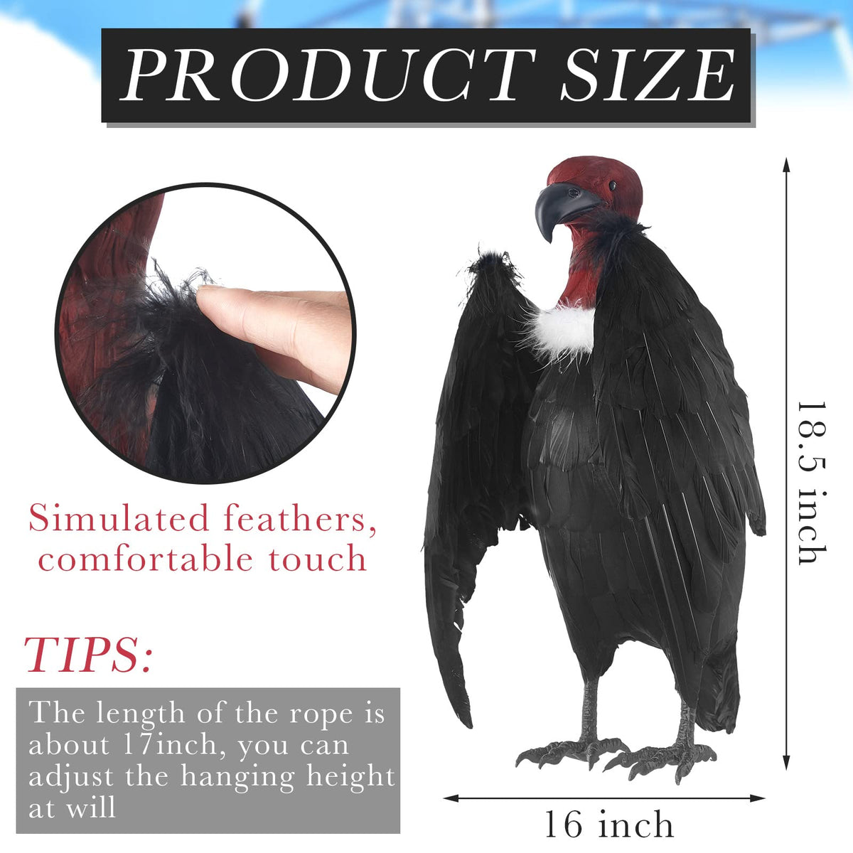 Tenceur realistic black vulture plush decor adds outdoor charm while deterring pests.