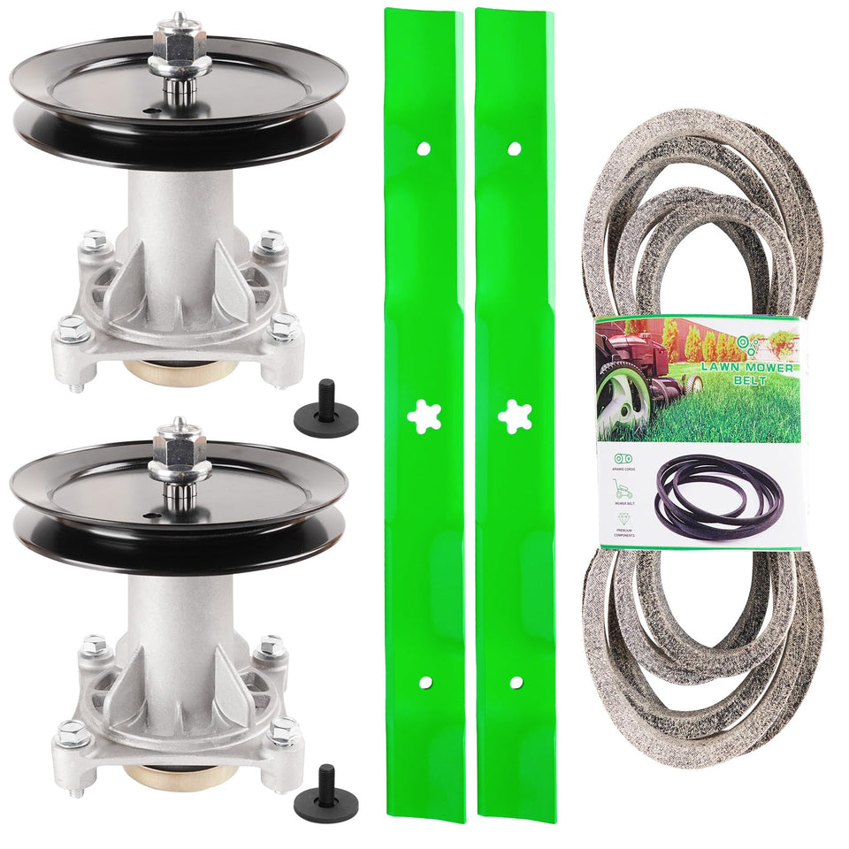 TENGMUJX spindle set for 46-inch mower deck improves cutting balance and vibration control.