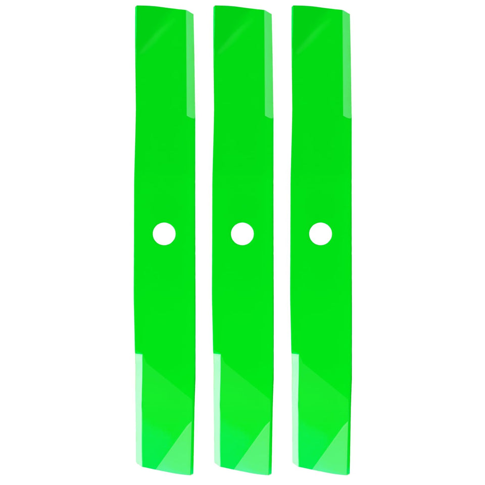TENGMUJX 54-Inch deck blade edge close-up showing durable steel edge for longevity