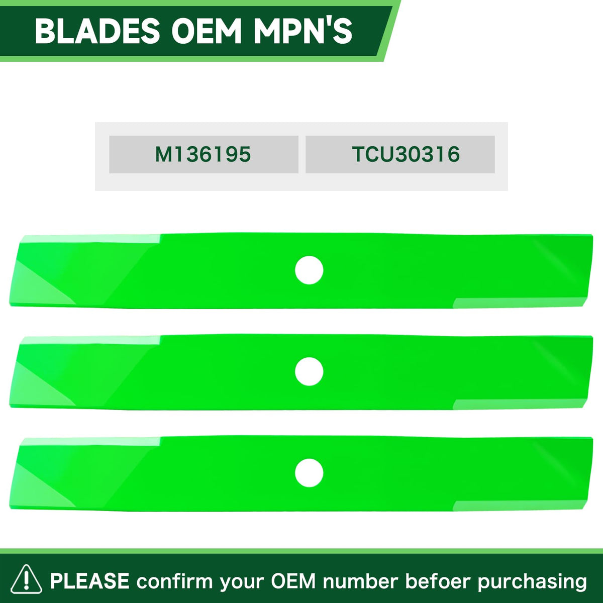 TENGMUJX 54-Inch deck blade length specification close-up