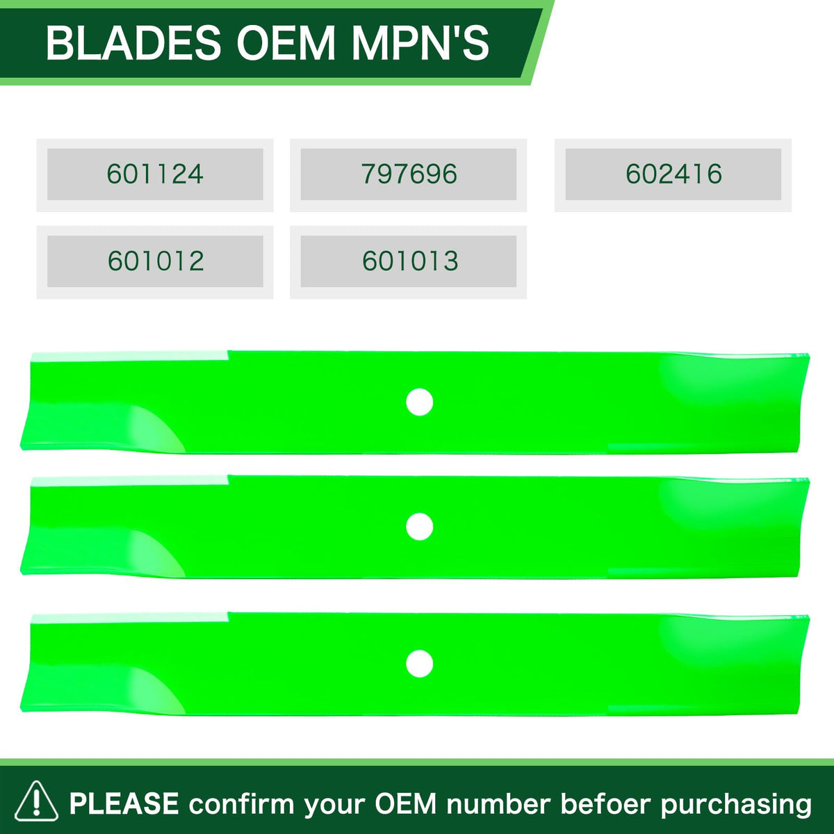 TENGMUJX hi-lift blades on mower deck ready for installation