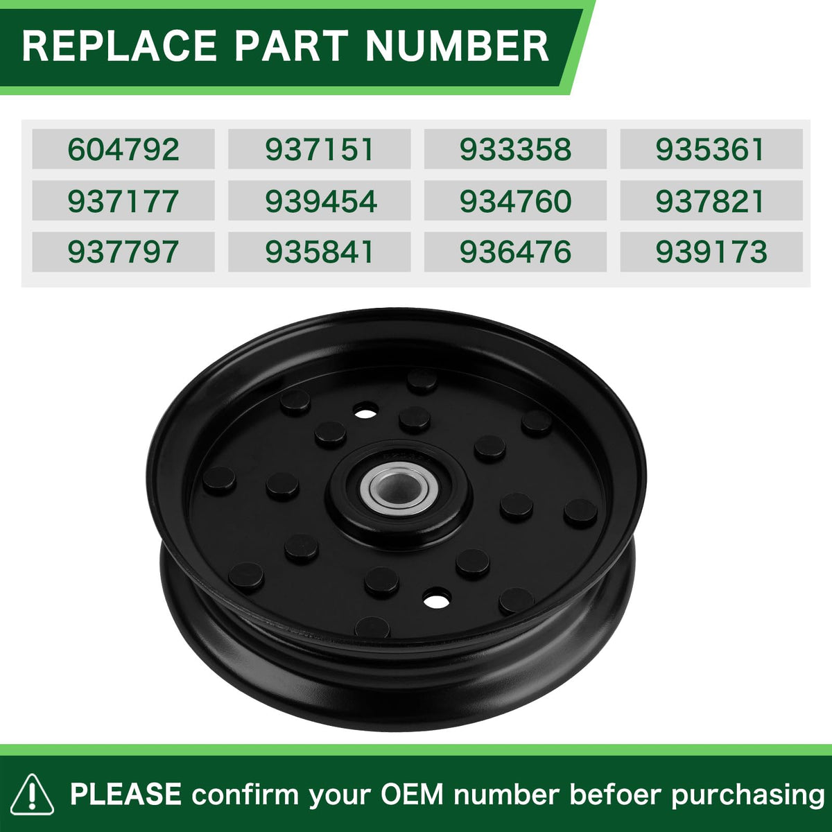 Durable corrosion-resistant construction of the TENGMUJX 604792 idler pulley