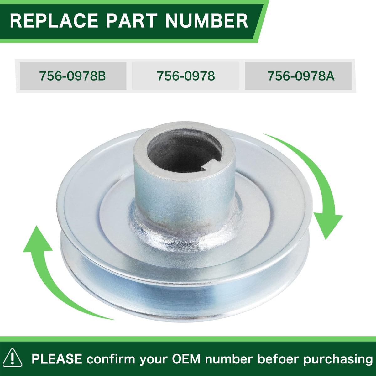 TENGMUJX 756-0978B pulley height shows a compact 2-1/6 inch profile.