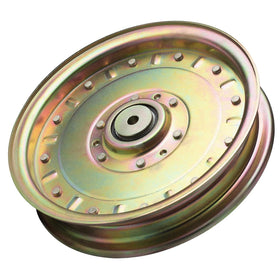 TENGMUJX idler pulley close-up showing durable steel build for mower longevity.