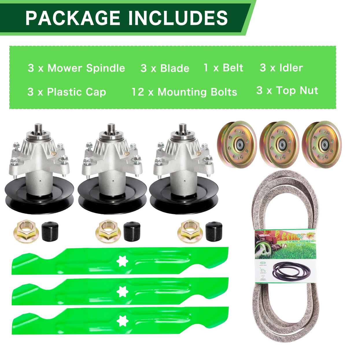 TENGMUJX mower deck spindle kit enables quick maintenance and balanced operation.