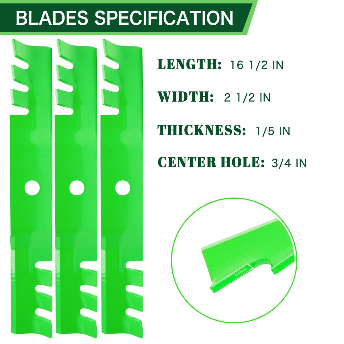 TENGMUJX replacement blades mounted on mower deck showing easy fit.