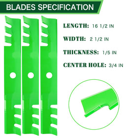 TENGMUJX replacement blades mounted on mower deck showing easy fit.