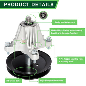 TENGMUJX spindle assembly supports Bronco 42 and similar decks.