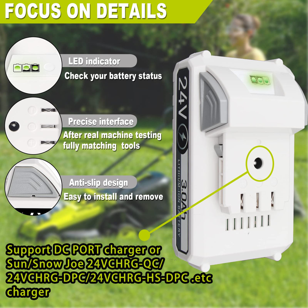 TenHutt 24V 3.0Ah battery powers Power Joe tools with steady performance