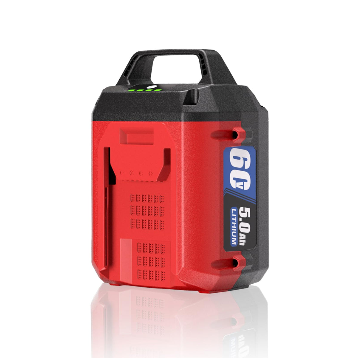 TenHutt 60V 5.0Ah battery front view; high-capacity replacement for Toro tools.