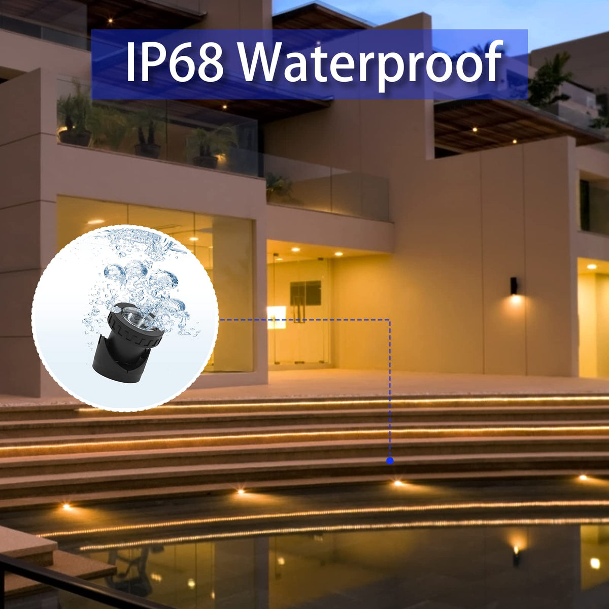 TENSUL adjustable-head pond light highlights precise areas.