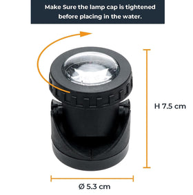 TENSUL winter-proof pond light suitable for year-round use.