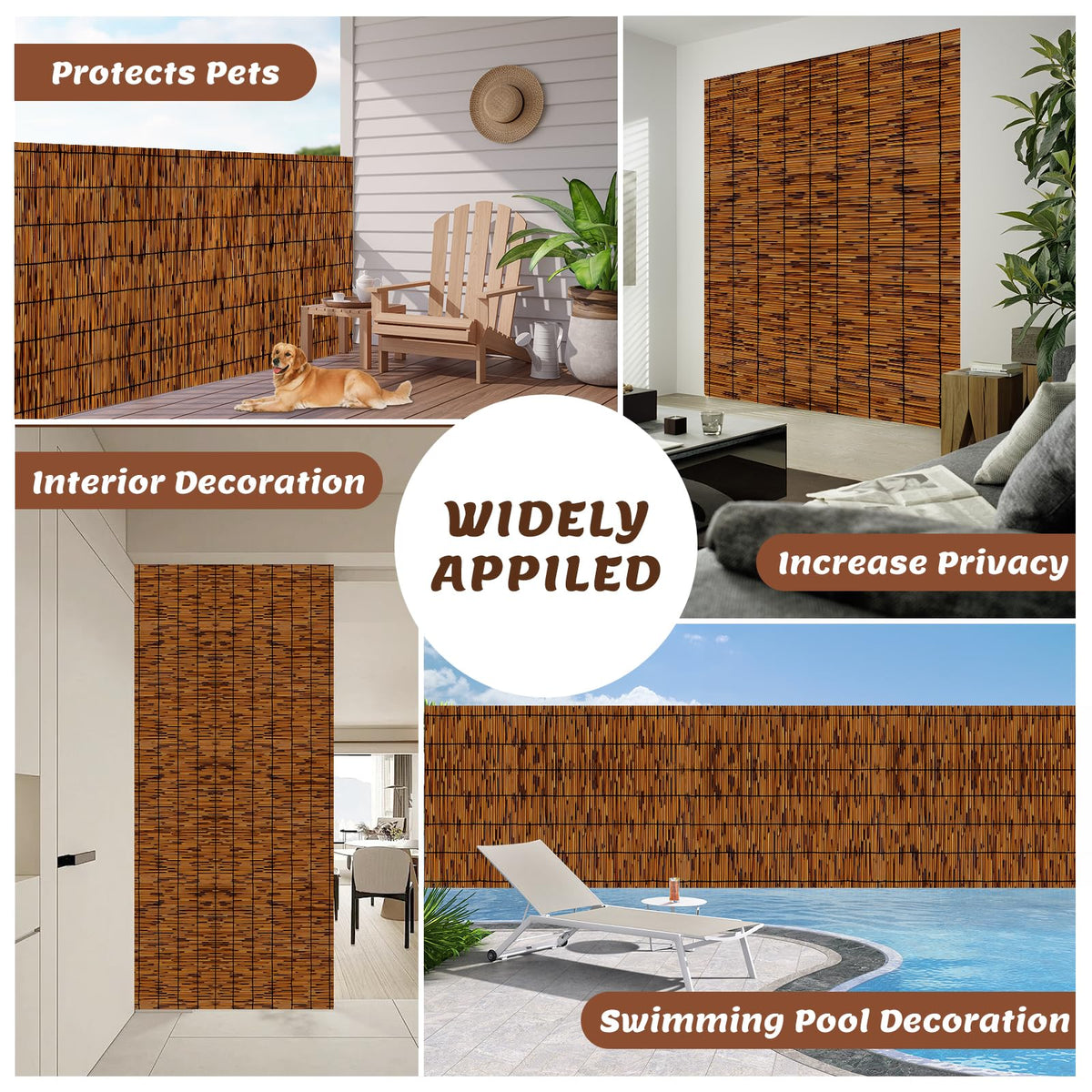 TENTONUP bamboo reed fence 6ft high for balcony privacy and shade.