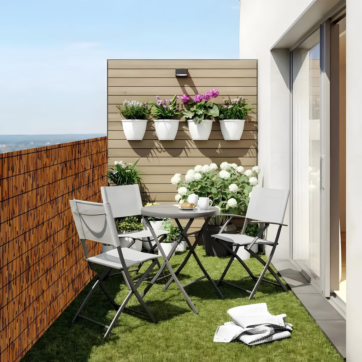 TENTONUP bamboo reed fencing privacy screen for garden borders.