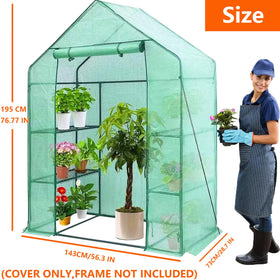 Tentopmic greenhouse cover showing roll-up door for easy access and ventilation.
