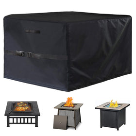 TENTVIA square fire pit cover front view with weather protection and debris shield.