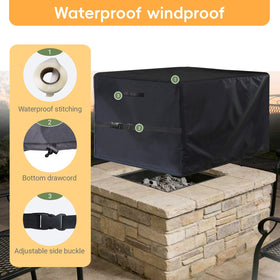 TENTVIA square fire pit cover closeup of waterproof material and PU coating.