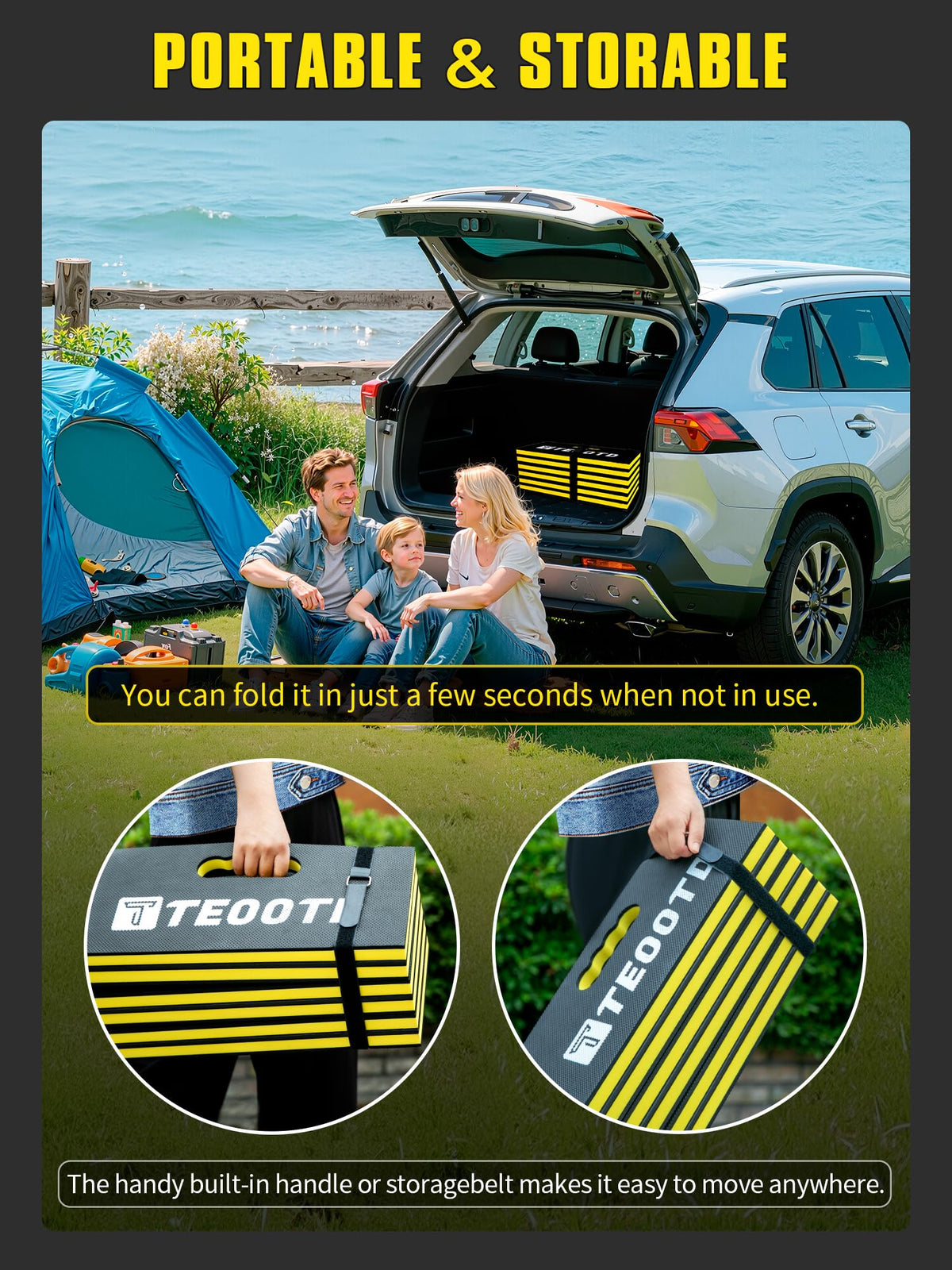 TEOOTD kneeling mat uses non-toxic EVA for durable, wipe-clean surfaces.