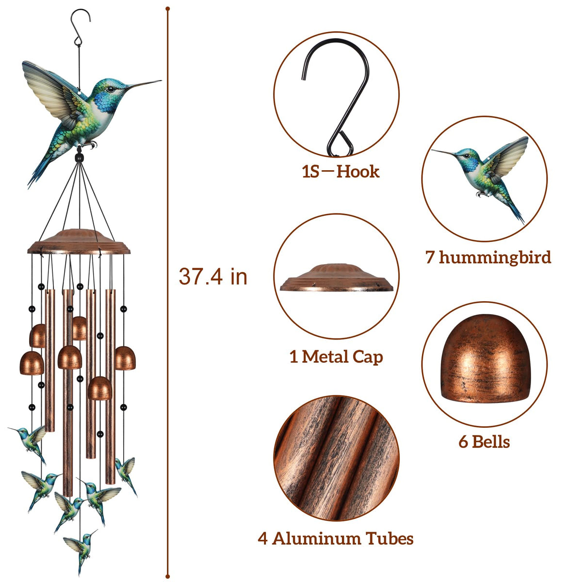 Tepaken wind chimes offer weatherproof construction to withstand rain, wind, and sun.