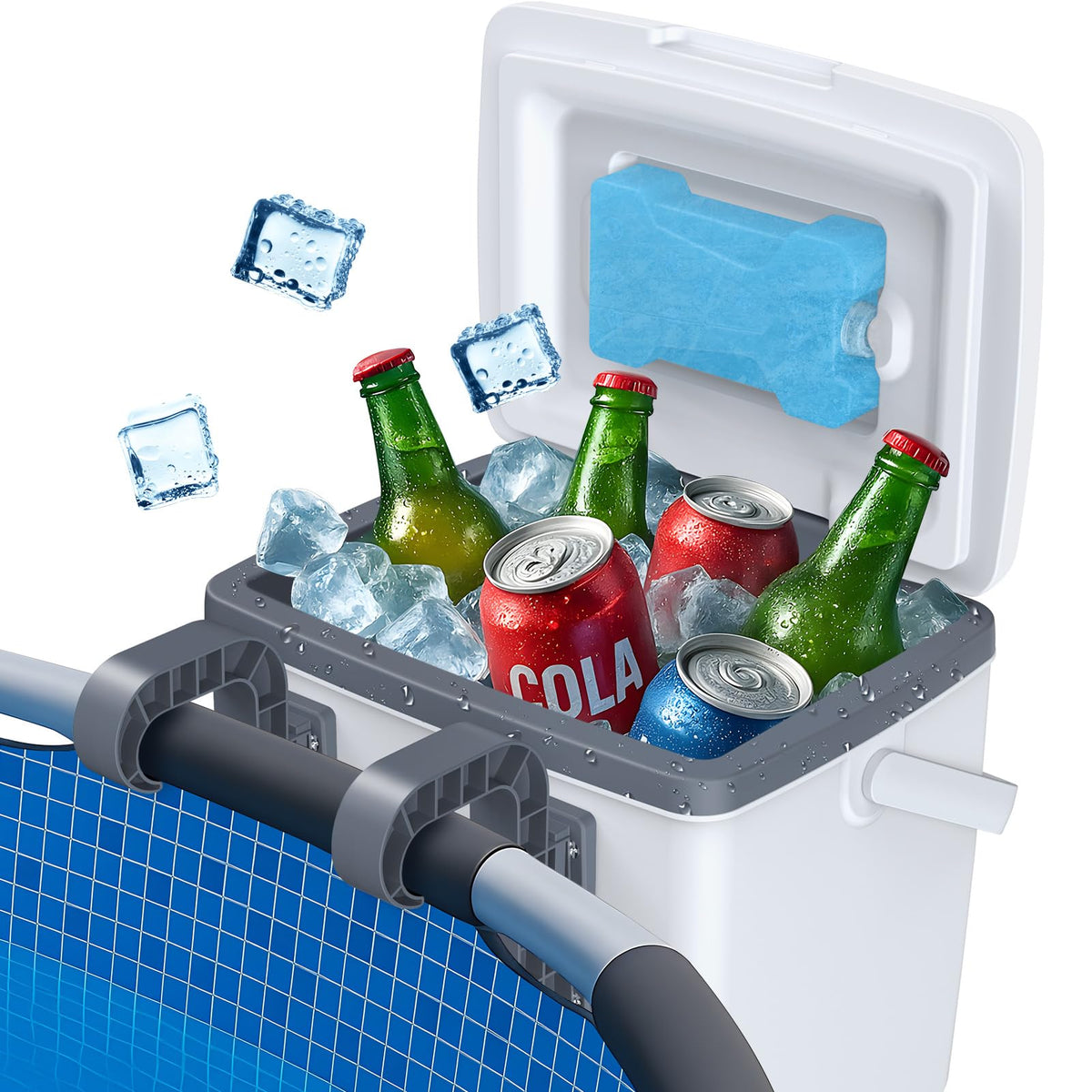 Tepsmigo 13L insulated poolside cooler with secure lid keeps drinks cold