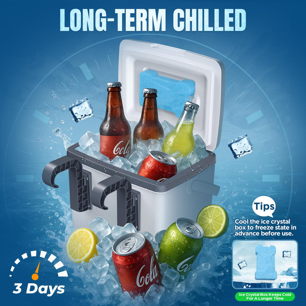 Tepsmigo ice crystal box inside for longer-lasting cooling performance